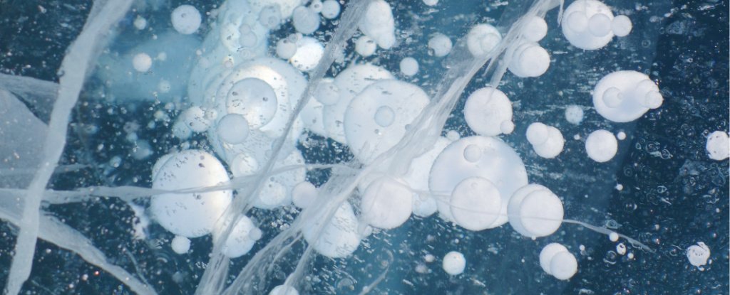 Methane Bubbles of frozen Lake Baikal. 