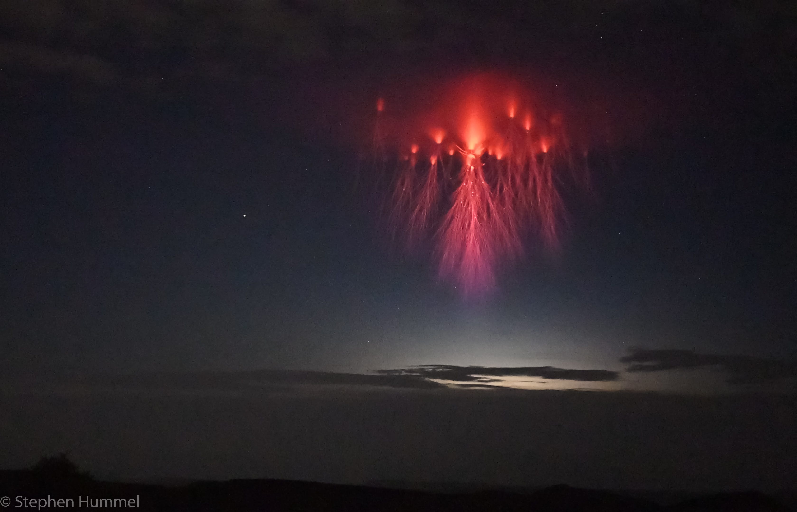 McDonald Observatory specialist captured the jellyfish sprite lightning. (Stephen Hummel)