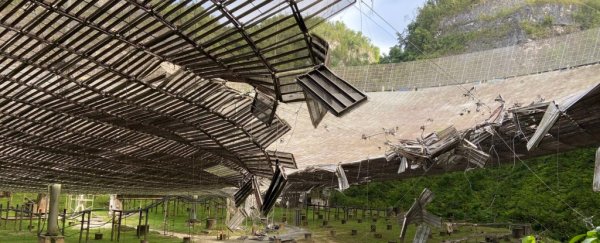 A broken cable has smashed a huge hole in the Arecibo Observatory