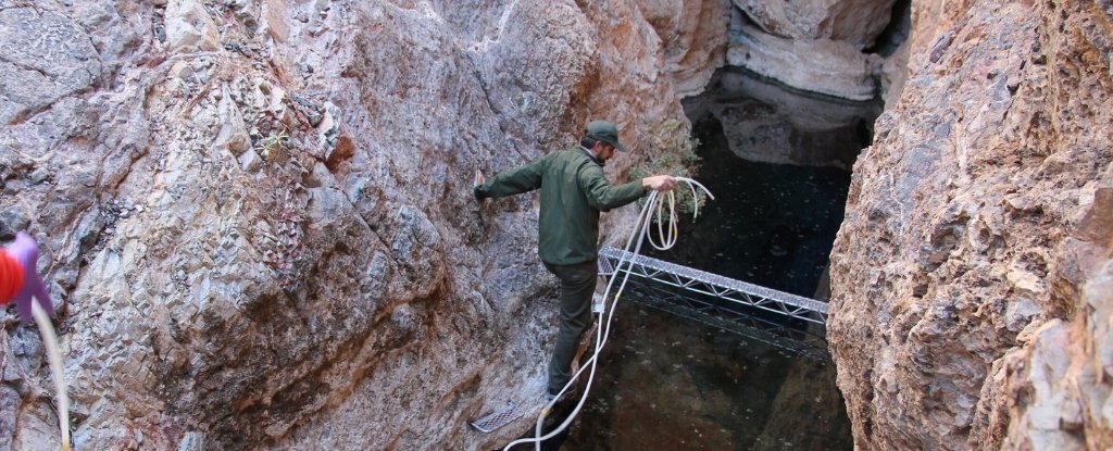 Scientists collect microbe samples in Death Valley National Park. 