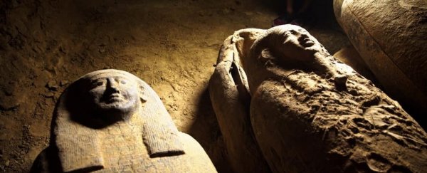Egyptian authorities have discovered 13 completely sealed 2,500-year-old coffins