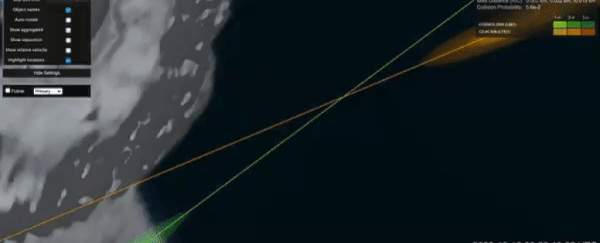 Two high-speed pieces of space junk just narrowly missed a major collision