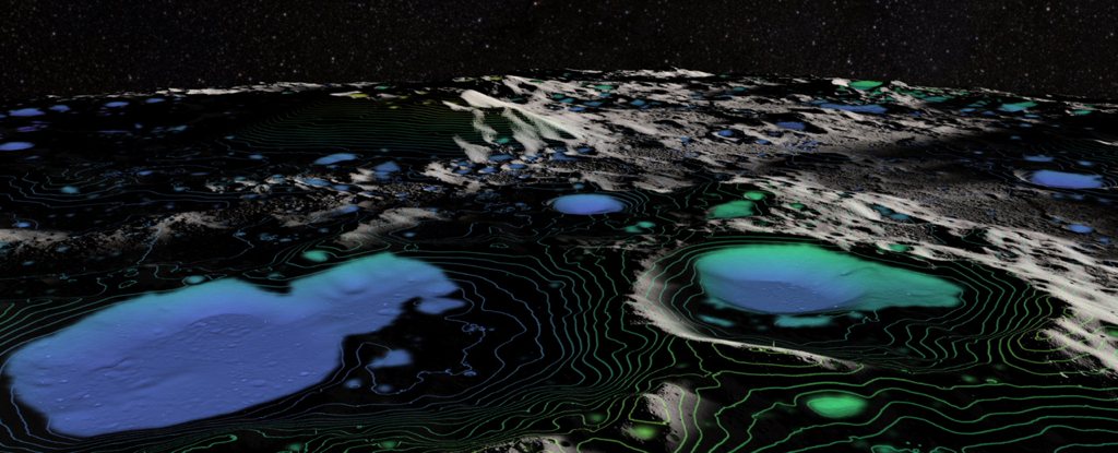 Permanently shadowed regions where lunar water may exist. 