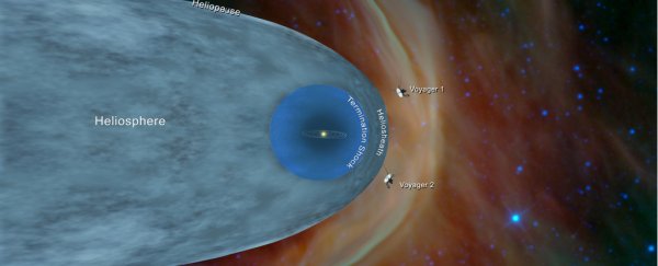 Voyager spacecraft detect an increase in the density of space outside the Solar System