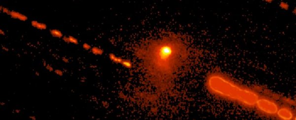 A rare hybrid of a comet and an asteroid is showing off its cometary traits