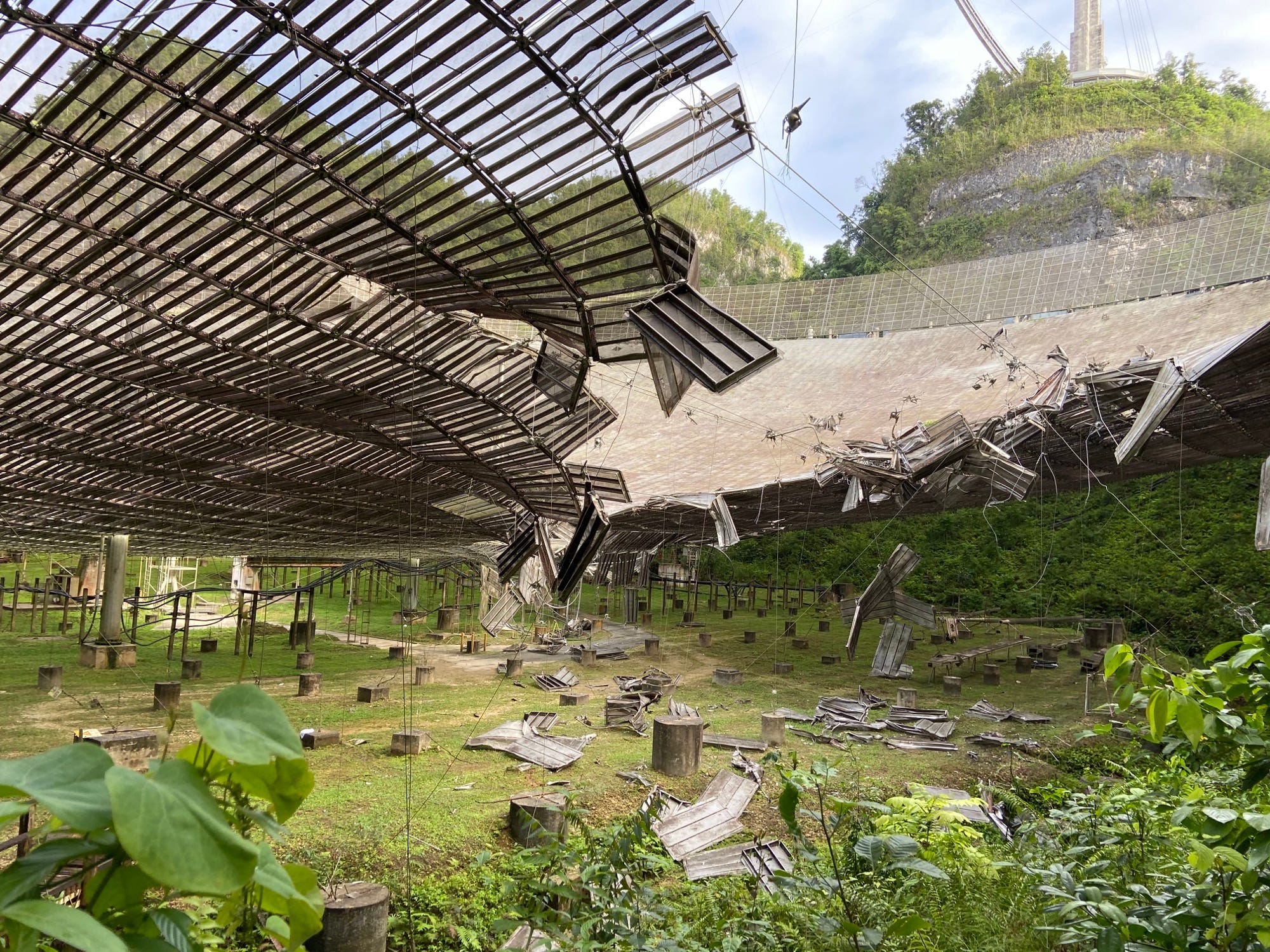 The reflector dish was damaged when a support cable broke in August 2020. (Arecibo Observatory)