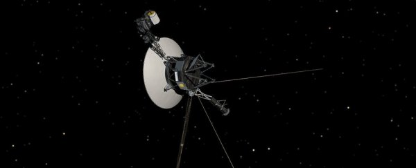 Illustration of voyager 2 spacecraft on black background