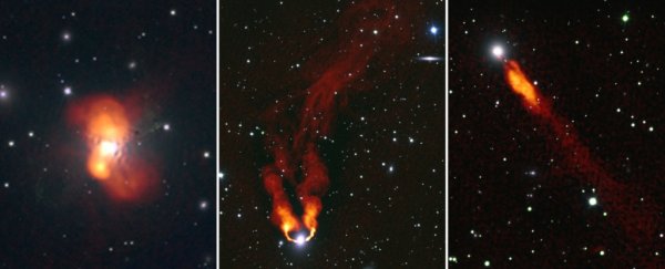 New radio images show galaxies like flames burning in the dark