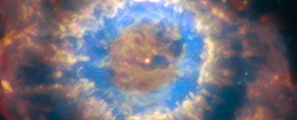 A white dwarf star after ejecting its mass to form a planetary nebula. 