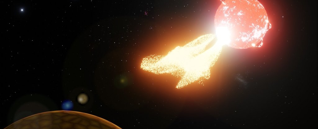 Artist's impression of a flare from Proxima Centauri. 