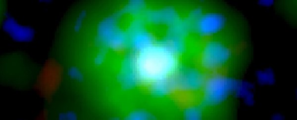 Colliding white dwarfs produced bizarre slime-green zombie star