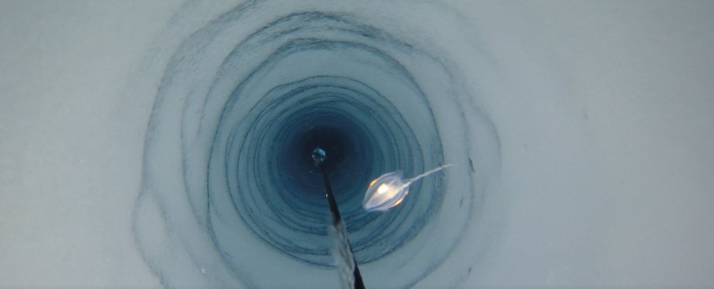 A camera being lowered down the borehole. 