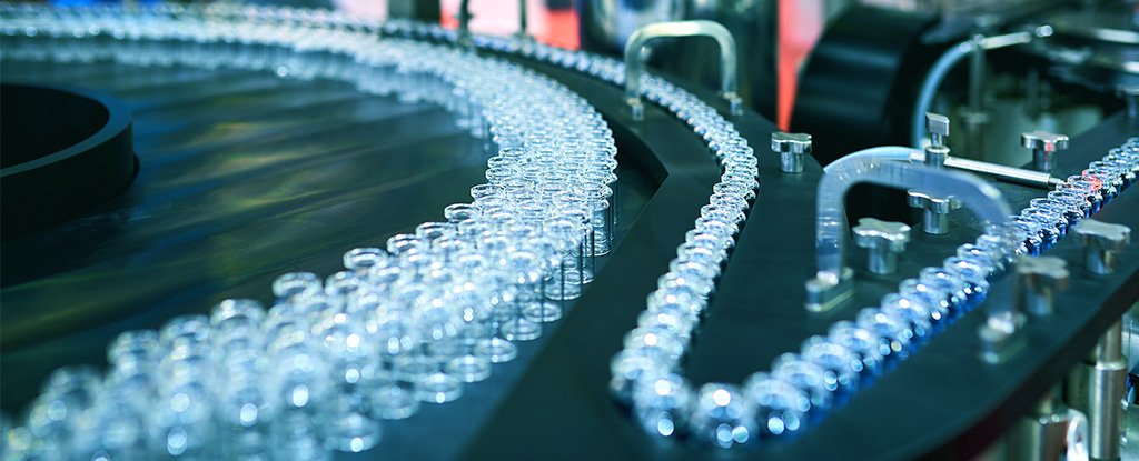 Vials on a production line. 