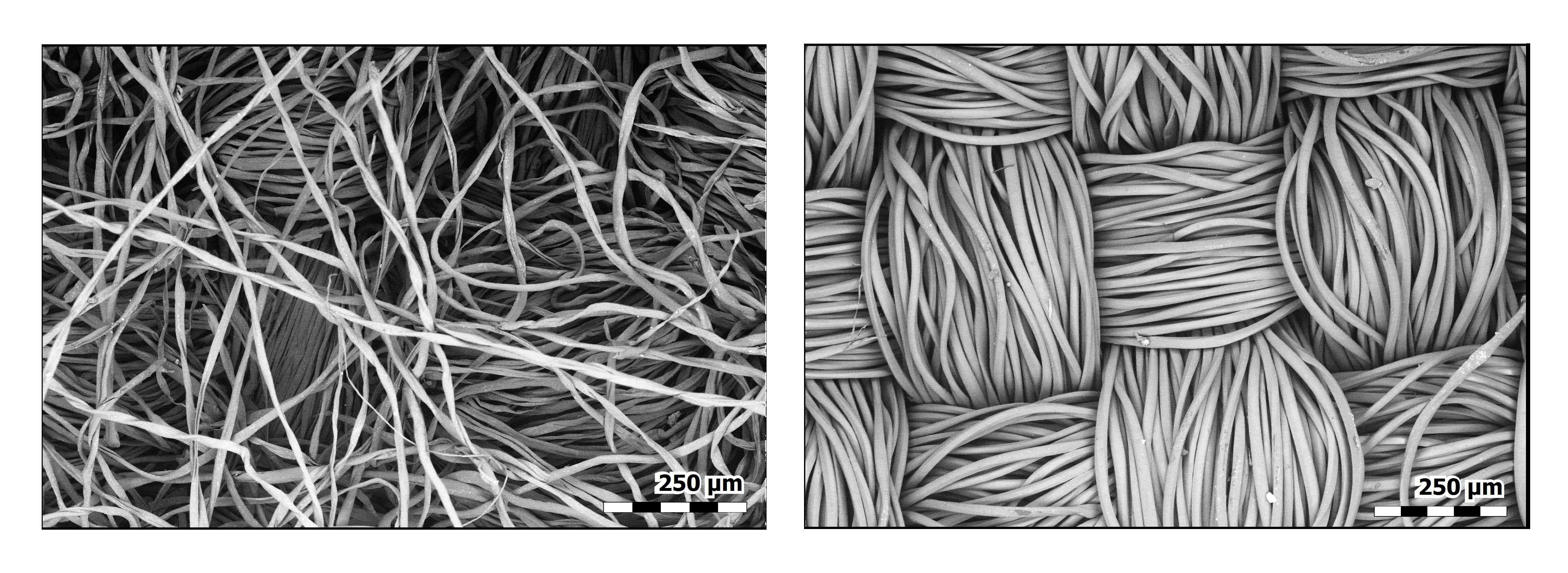 Cotton flannel (right), polyester (left). (NIST)