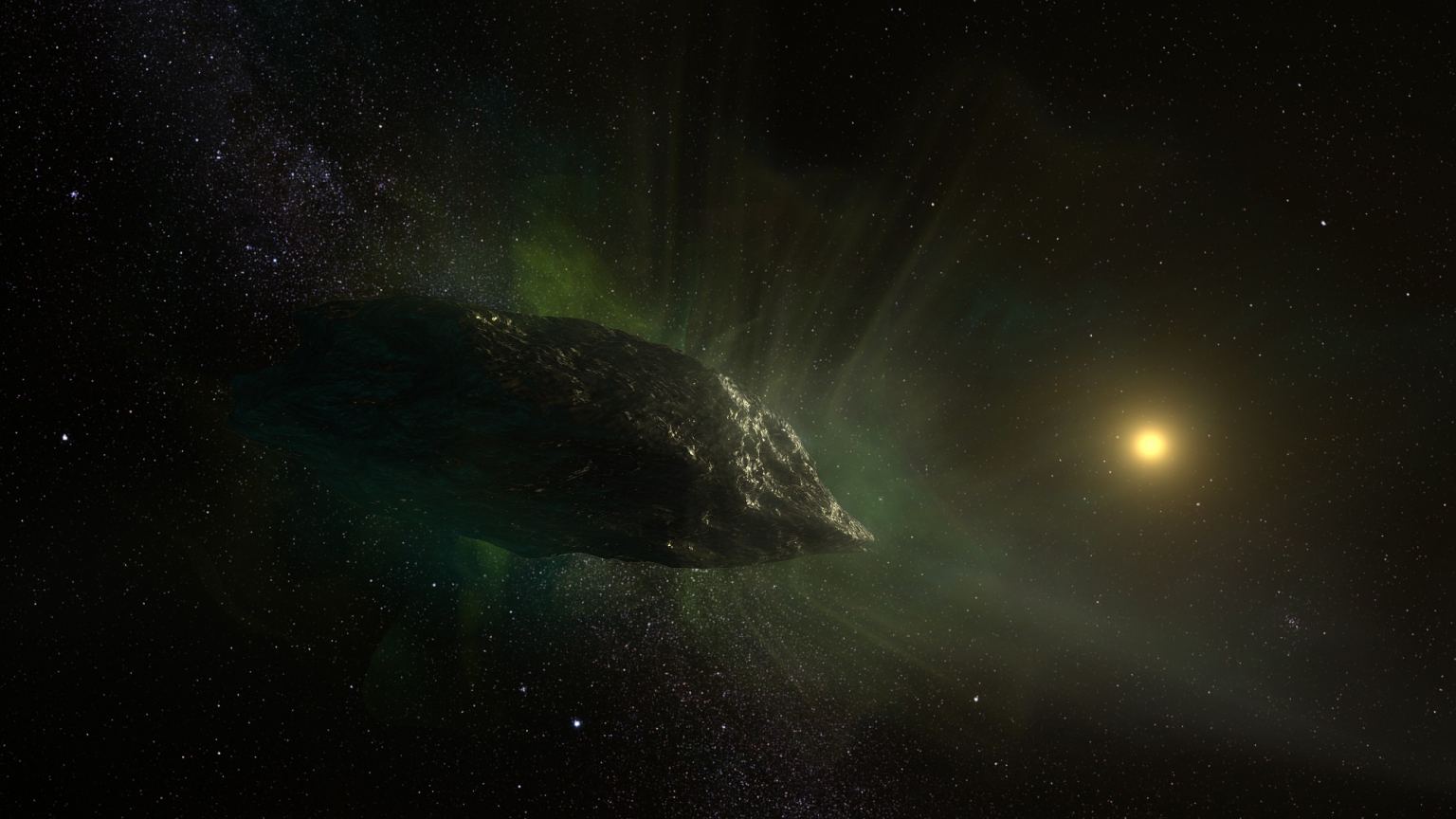 Artist's impression of 2I/Borisov beyond our Solar System. (S. DagnelloNRAO/NSF/AUI)