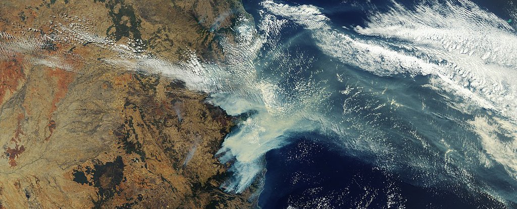 Smoke from bushfires along Australia's east coast in November 2019. 