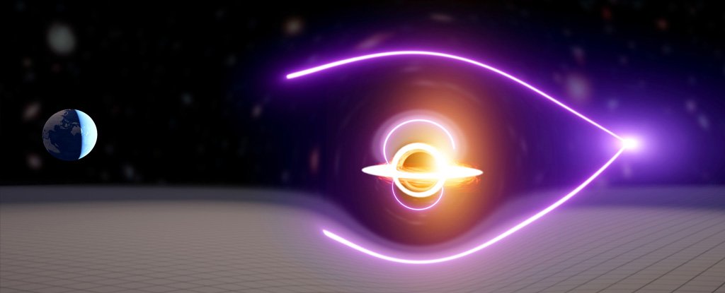 Artist impression of the gravitationally lensed discovery. 