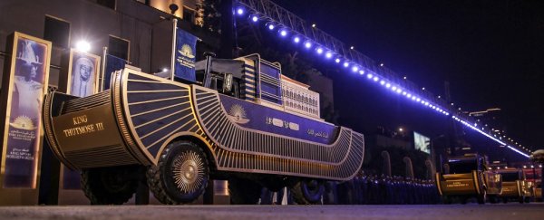 22 ancient Pharaohs have been carried across Cairo in an epic 'golden parade'