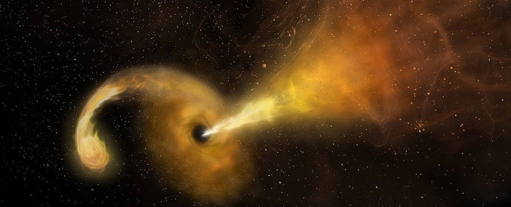 Artist's impression of tidal disruption from a black hole. 