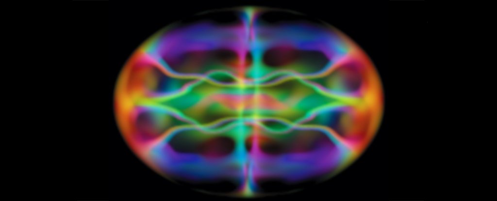 Computer model of a Bose-Einstein condensate near absolute zero. 