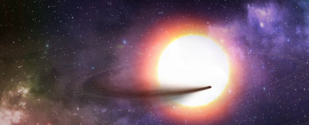 Artist's impression of an exoplanet trailing a cloud of dust. 