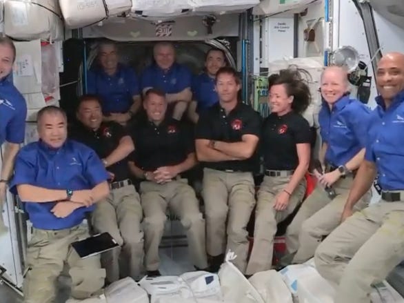 The 11 humans aboard the International Space Station last week. (NASA)