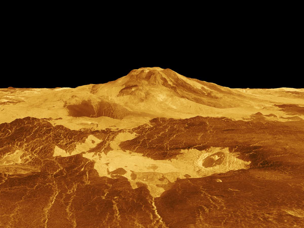 The highest shield volcano on Venus, Maat Mons. (NASA)