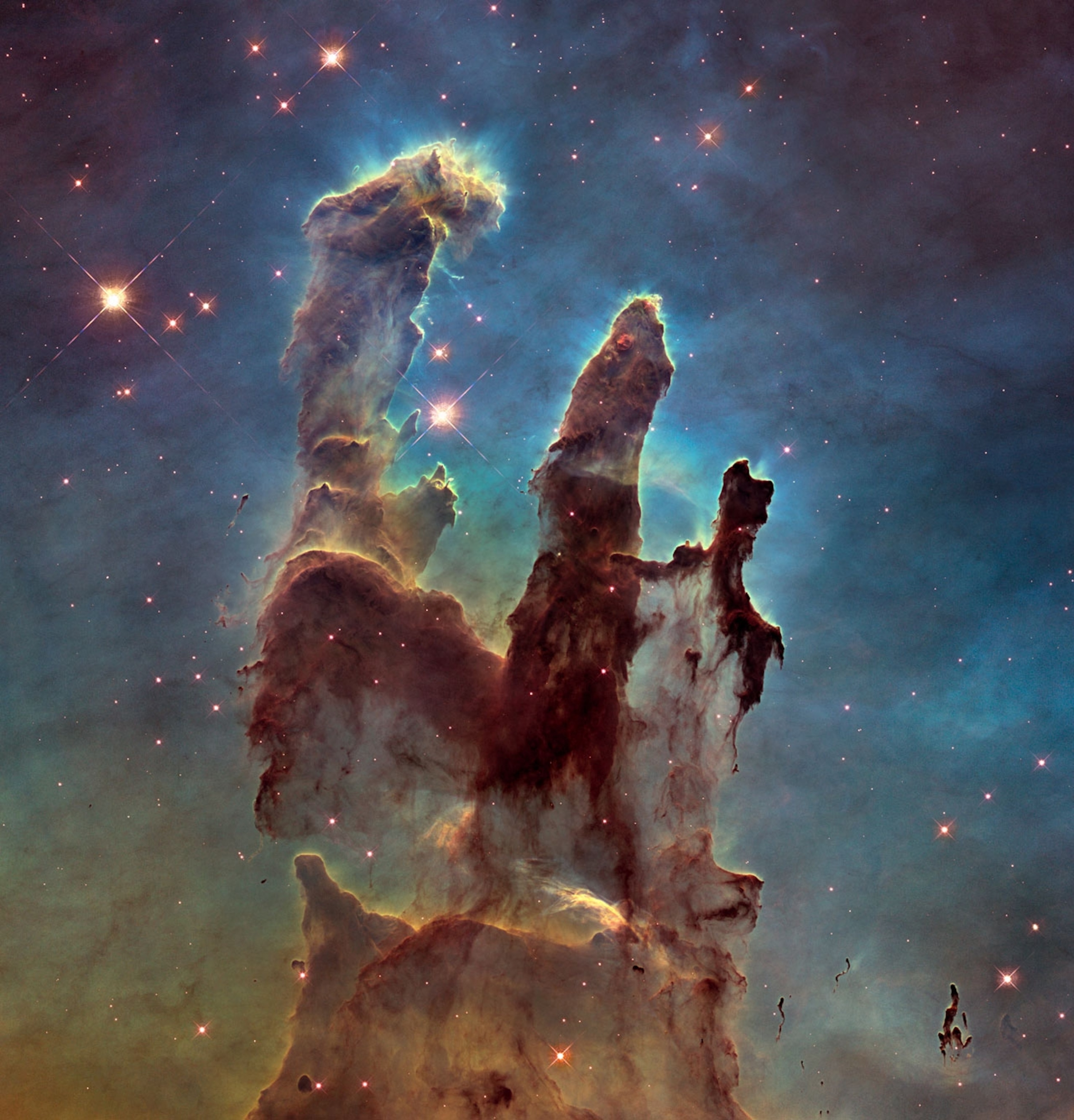 The Pillars of Creation in the Eagle Nebula 6,500 light years away, taken by the telescope in 2015. (ESA/Hubble/Hubble Heritage Team)