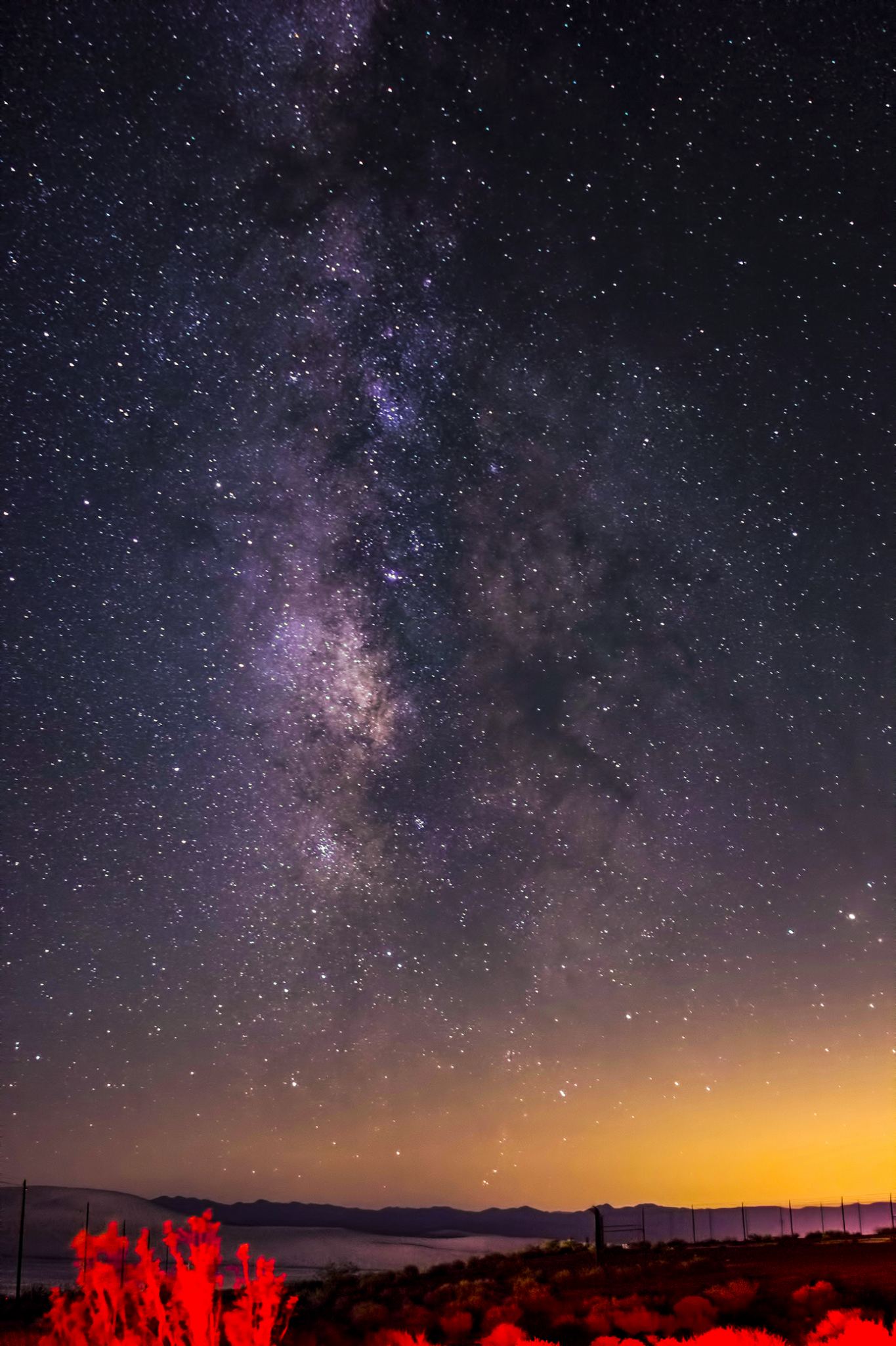 A view toward the Galaxy's Center from Earth captured in the Mojave Desert. (Matthey Cimone/Universe Today)