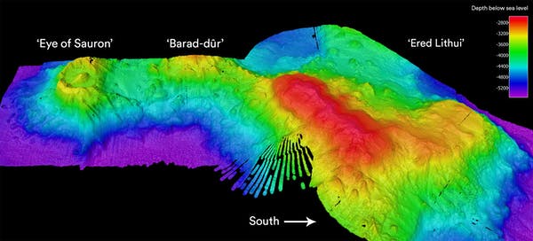 underwater sonar of eye of sauron, barad dur and ered lithui