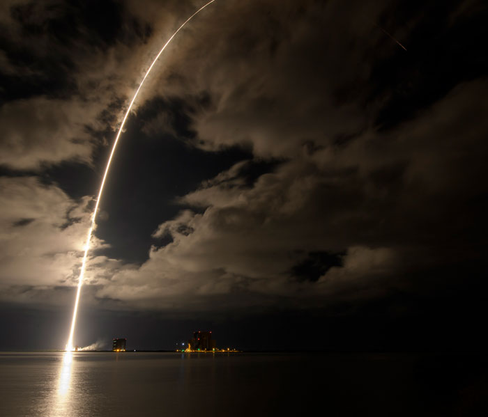 An Atlas V rocket with the Lucy spacecraft aboard launches from Space Launch Complex 41.