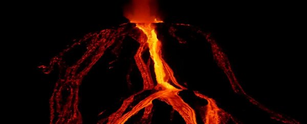 Dramatic video shows 'tsunami of lava' spewing from a Canary Island volcano