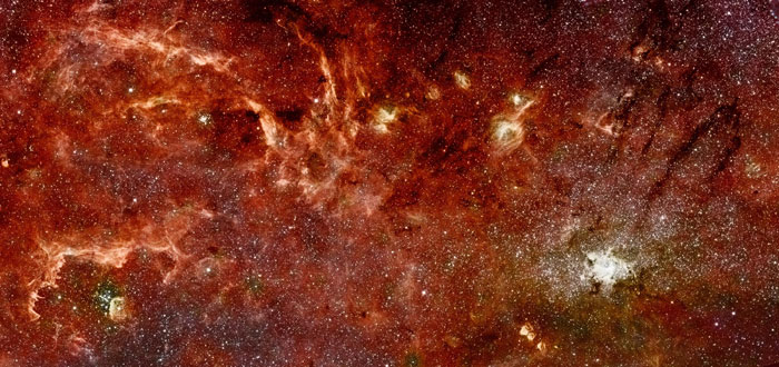 A composite color infrared image of the center of our Milky Way galaxy.