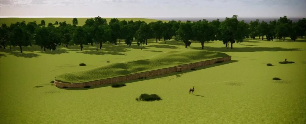 Artist's impression of how the Hazleton North barrow would have looked 5,700 years ago. 