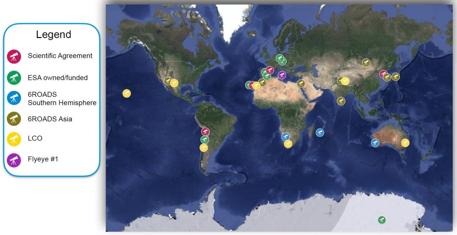 Map of global telescope network