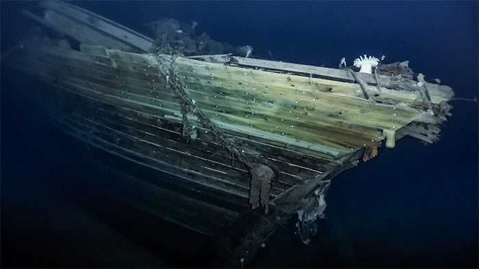 Underwater Endurance wreck, starboard bow view 