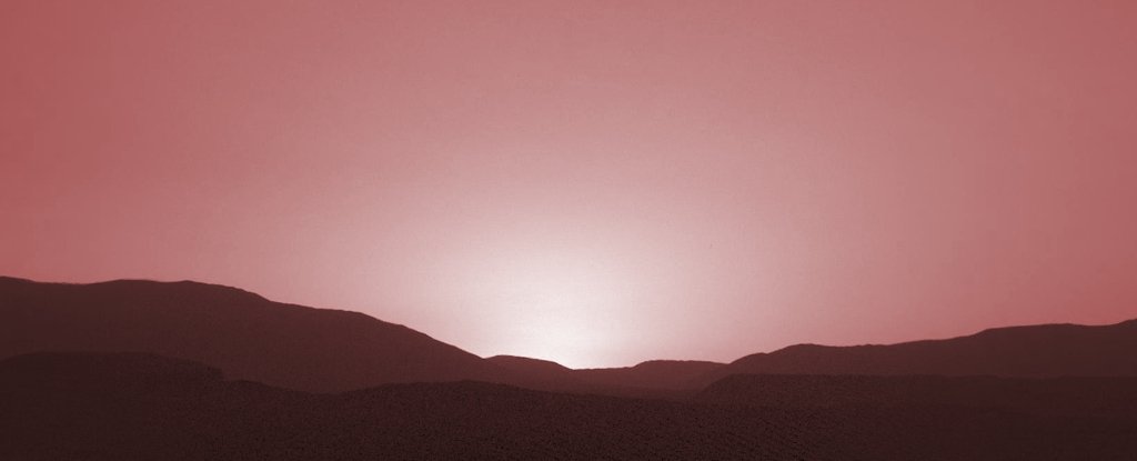 Artificially colored image of Martian sunset. 