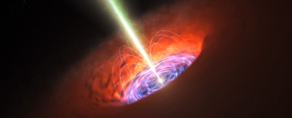 Artist depiction of an active supermassive black hole. 