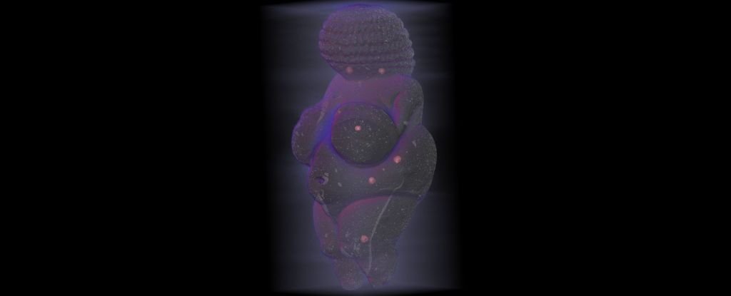 Venus of Willendorf in fluorescent imaging. 
