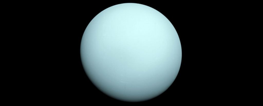 Uranus as imaged by Voyager 2 in 1986. 