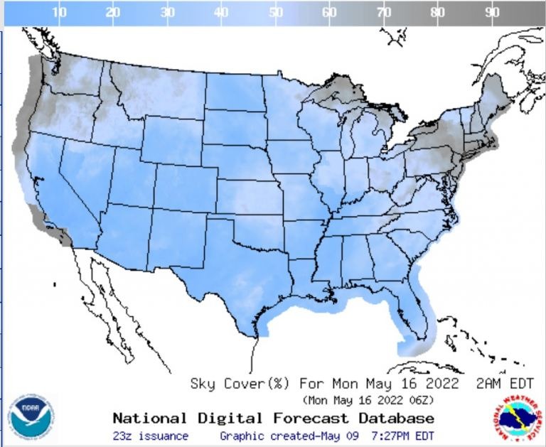 There's a Total Lunar Eclipse This Weekend! Here's Your Complete Guide MapOfTheUnitedStatesWithLowCloudCoverShowing