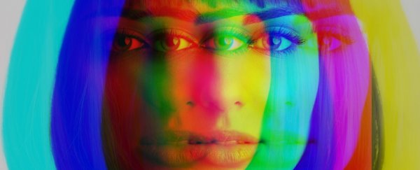 A face in many different colours
