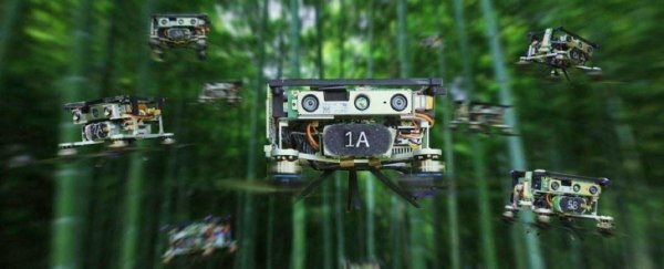 Incredible footage shows drone swarm navigate thick forest with eerie precision