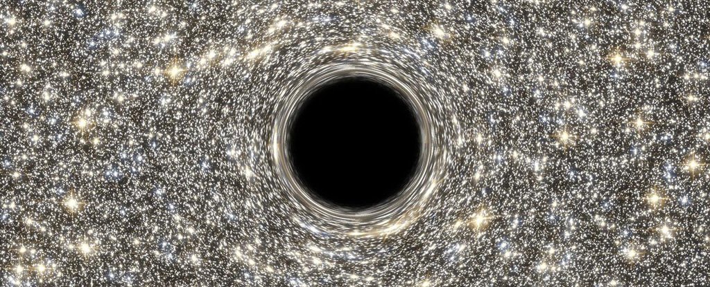 An illustration of a supermassive black hole located in the dwarf galaxy M60-UCD1. 