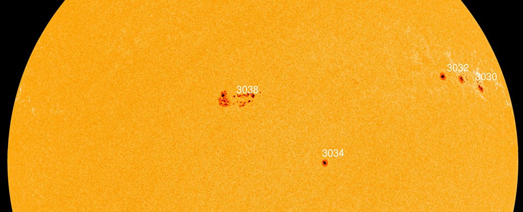 Sunspot AR3038 doubled in size since yesterday. 