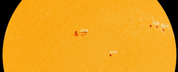 A giant sunspot doubled in size in 24 hours, and it's pointing right at Earth