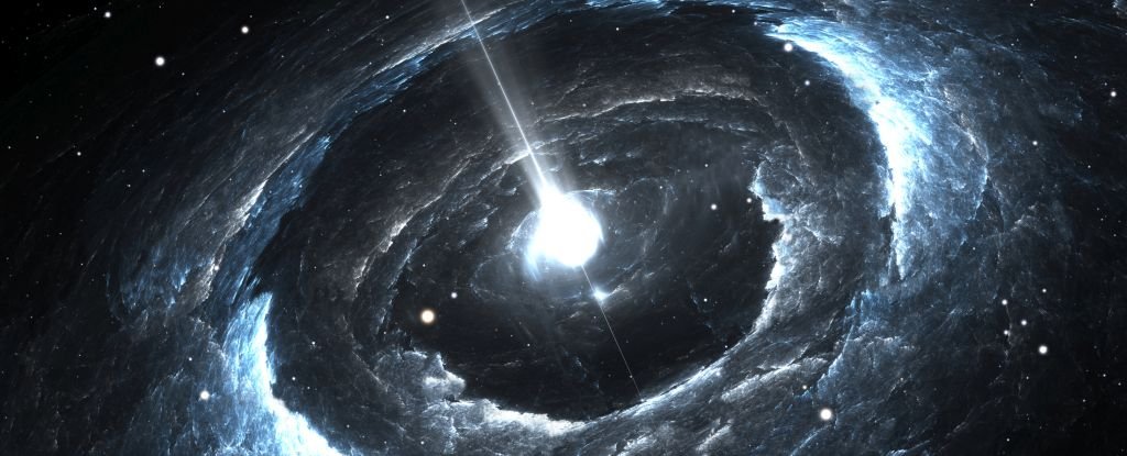 Artist's impression of a highly magnetized neutron star. 