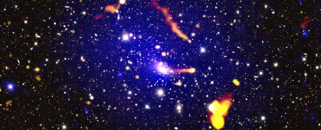 Strange Radio Sources in Distant Galaxy Cluster Defy Our Understanding