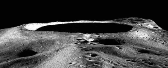 Dark Crater On Moon