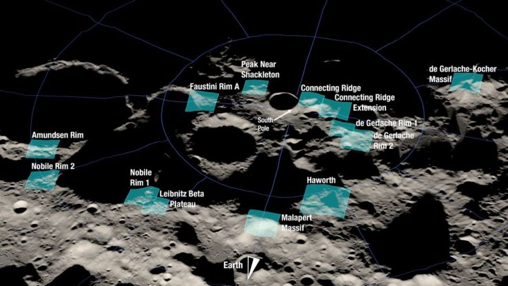 potential landing sites for nasa's crewed artemis mission